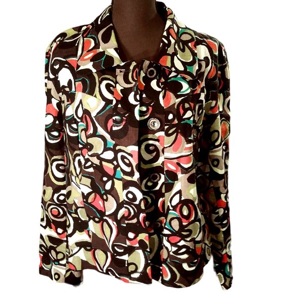 Art Print Plus Size Blouse, Size L Blouse, RQT Blouse, Plus Size Top, Jacket - Picture 9 of 10